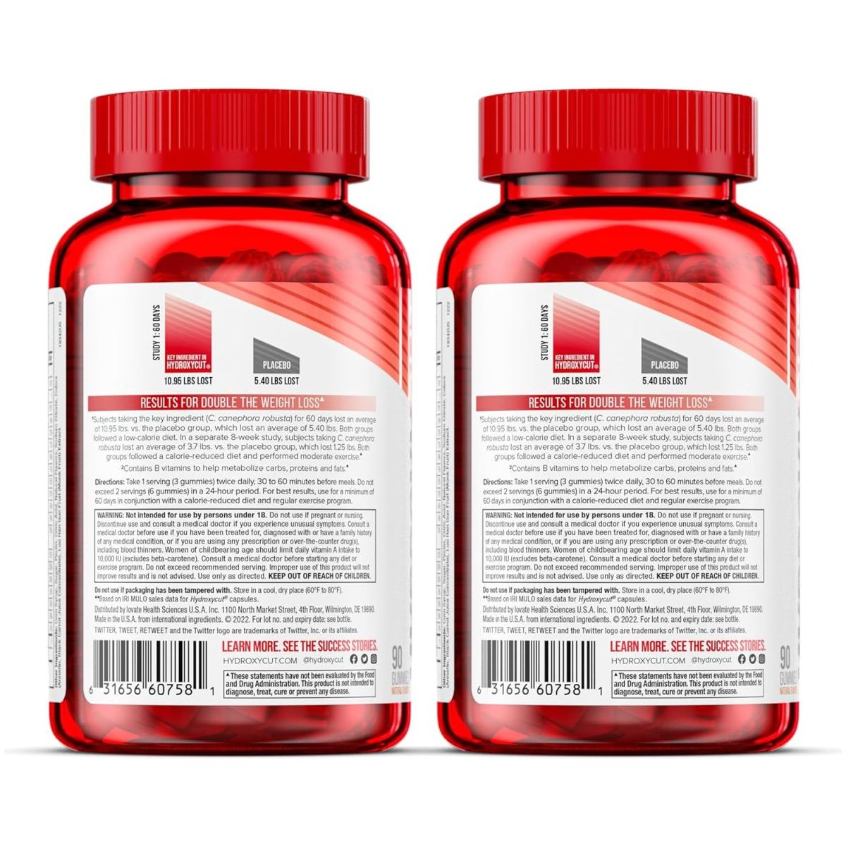 Hydroxycut Gummies (Pack of 2) - 99% Caffeine Free - Metabolize Carbs, Proteins & Fats - Suppviv