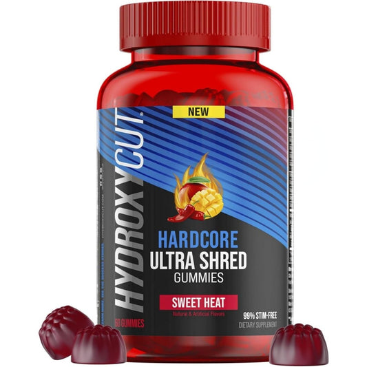 Hydroxycut Hardcore Ultra Shred Gummies, Sweet Heat - 99% Stimulant Free - Suppviv