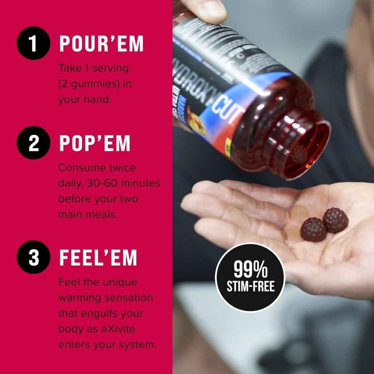 Hydroxycut Hardcore Ultra Shred Gummies, Sweet Heat - 99% Stimulant Free - Suppviv