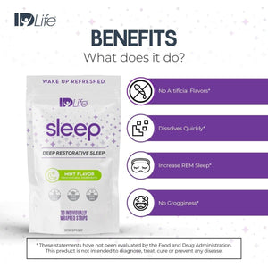 Idlife Sleep Aid for Adults - Melatonin, L - Theanine, 5HTP - 30 Individually Wrapped Strips - Suppviv