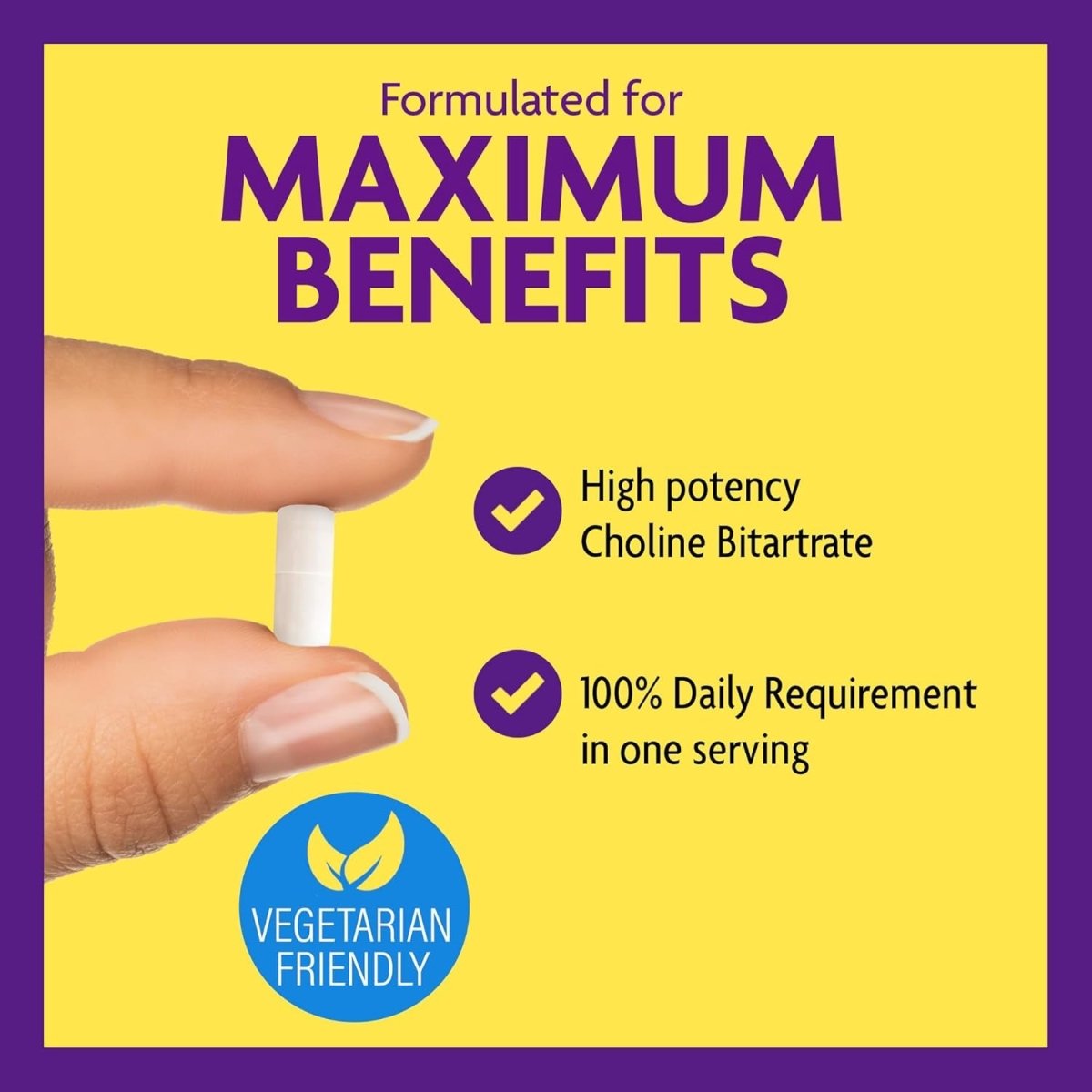 Innovixlabs Choline Supplement 550Mg Pure Choline Bitartrate for Brain Health, Focus, Memory, Cognitive Development, Fatty Liver and Mood Support, 100 Capsules - Suppviv