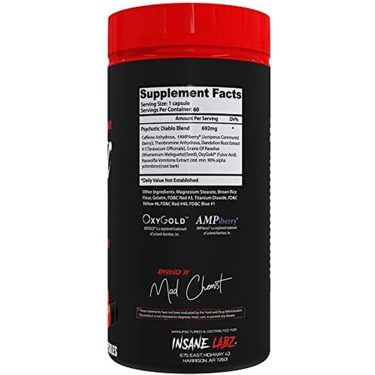 Insane Labz Psychotic Diablo Thermogenic Fat Burner for Men & Women 60 Servings - Suppviv