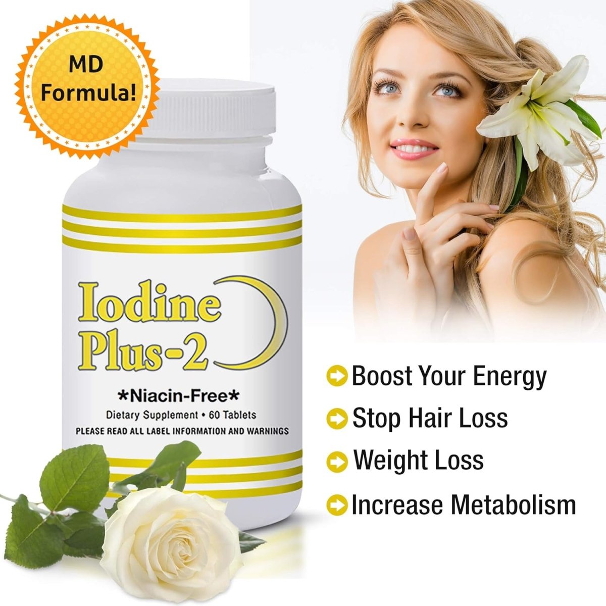 Iodine plus 2 - Thyroid M.D.'S 2 Month Supply - 60 Tablets - Suppviv