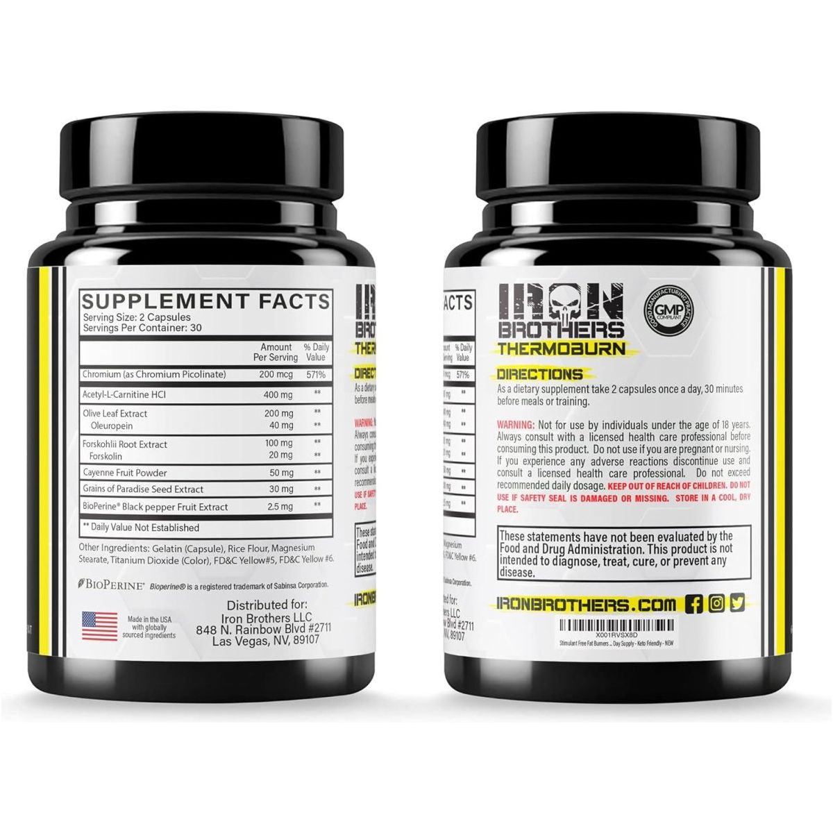 Iron Brothers Supplements Stimulant Free Fat Burners for Women and Men - 30 Day Supply - Suppviv