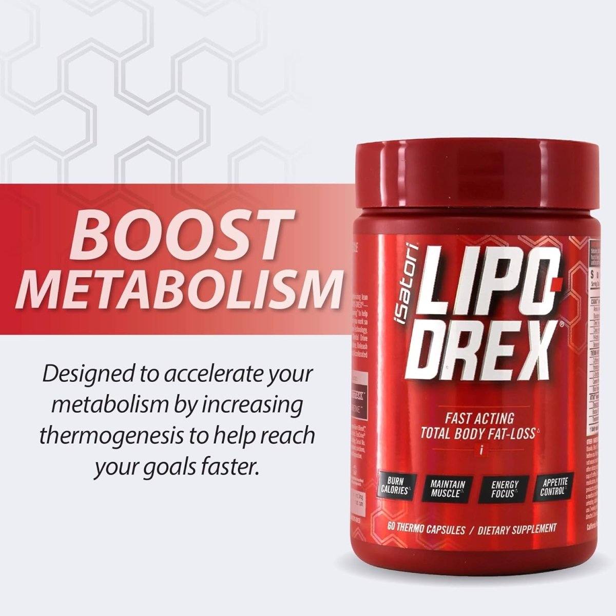 Isatori Lipo - Drex Fat Loss Thermogenic Formula - for Men and Women - 60 Capsules - Suppviv