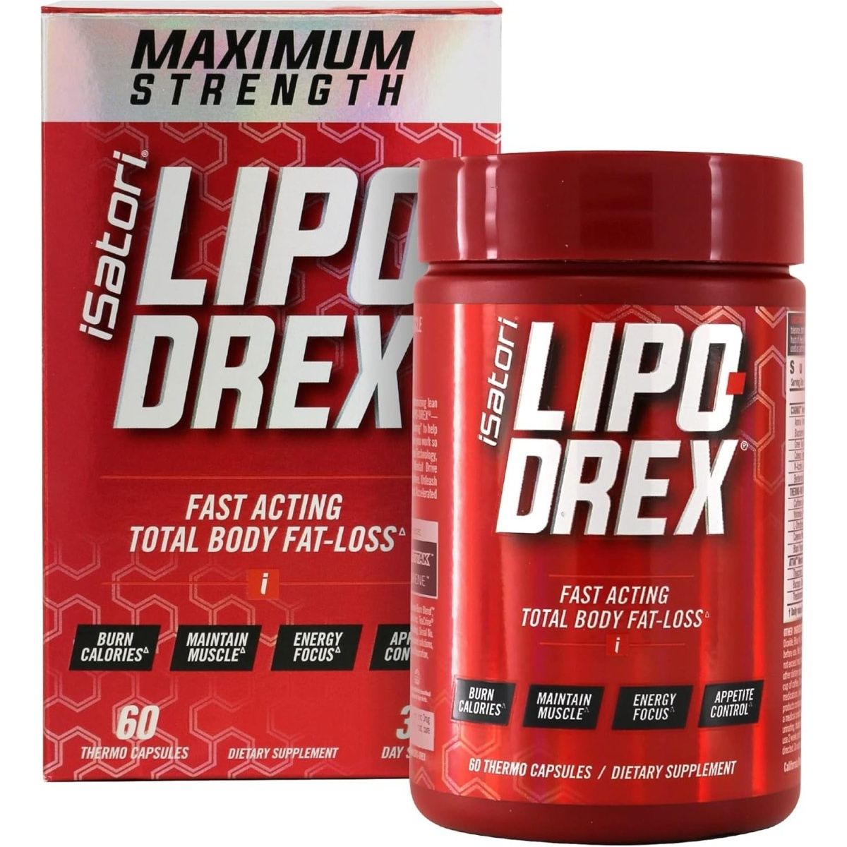 Isatori Lipo - Drex Fat Loss Thermogenic Formula - for Men and Women - 60 Capsules - Suppviv