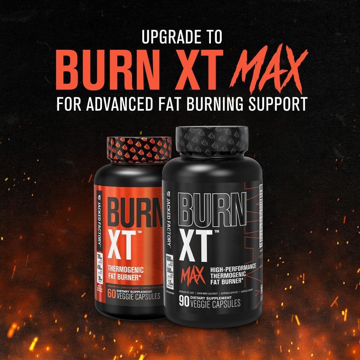 Jacked Factory Burn - Xt for Men & Women - Improve Focus & Increase Energy - 30 Natural Veggie Pills - Suppviv