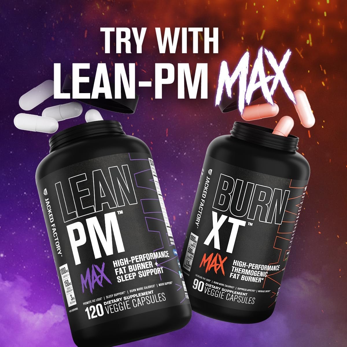Jacked Factory Burn - Xt Max - High - Performance Thermogenic Fat Burner & Appetite Suppressant 90 Capsules - Suppviv