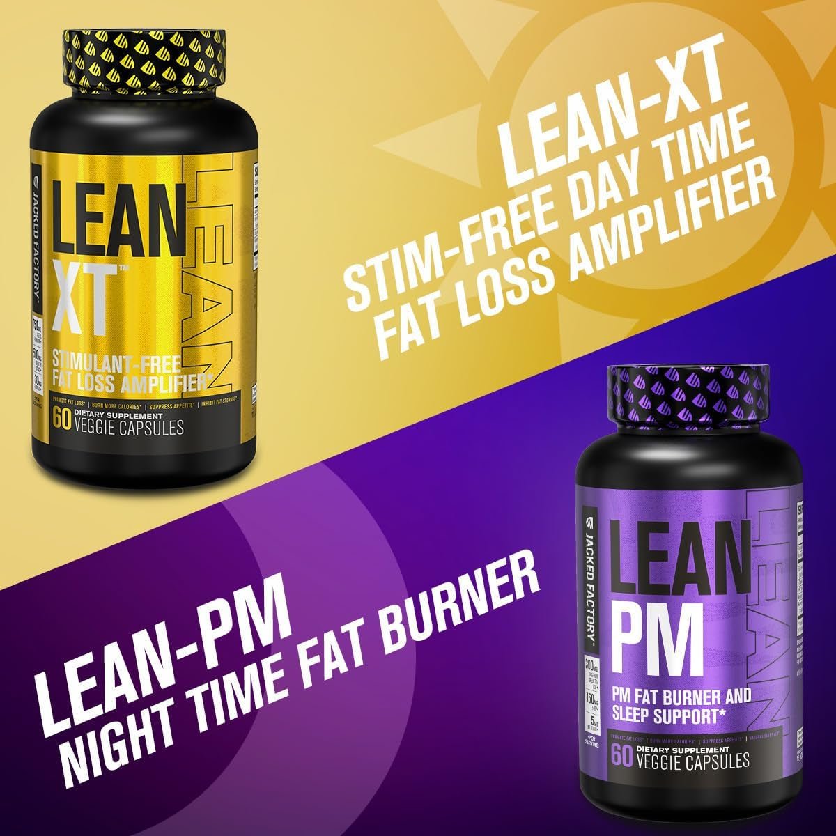 Jacked Factory Lean - Xt Caffeine Free Fat Burner - Non Stim Weight Loss Supplement 60 Natural Diet Pills - Suppviv