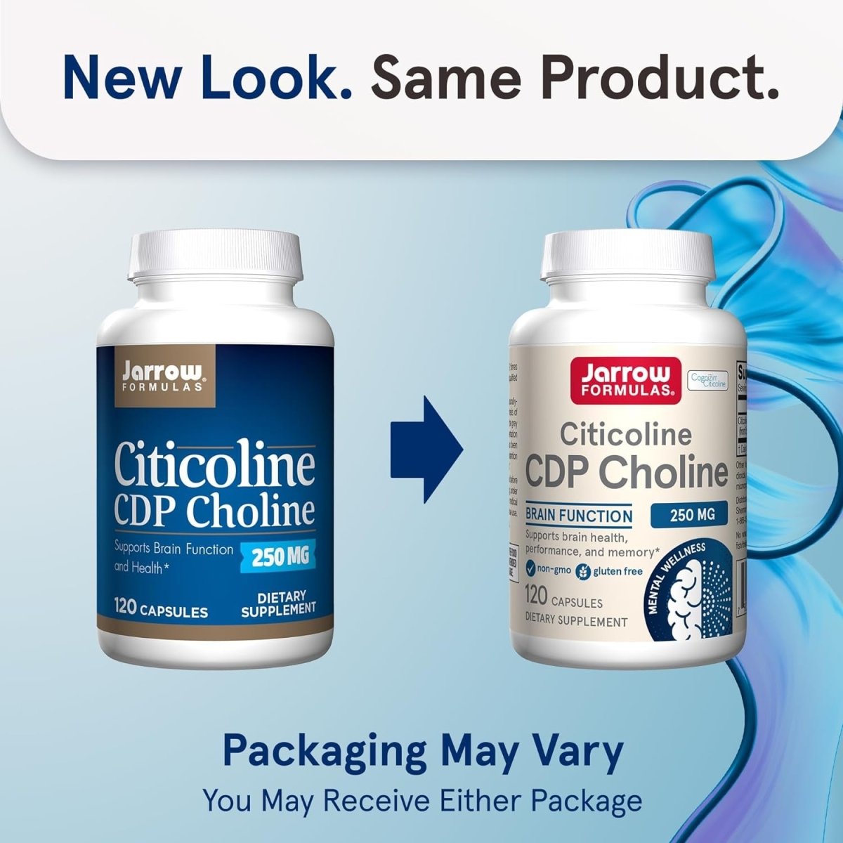 Jarrow Formulas Citicoline CDP Choline 250 MG, CDP Choline Supplement Supports Brain Health 120 Capsules - Suppviv