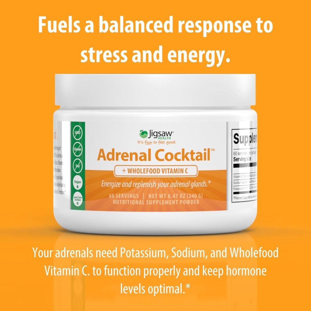 Jigsaw Adrenal Cocktail™ + Wholefood Vitamin C | 60 Servings - Suppviv