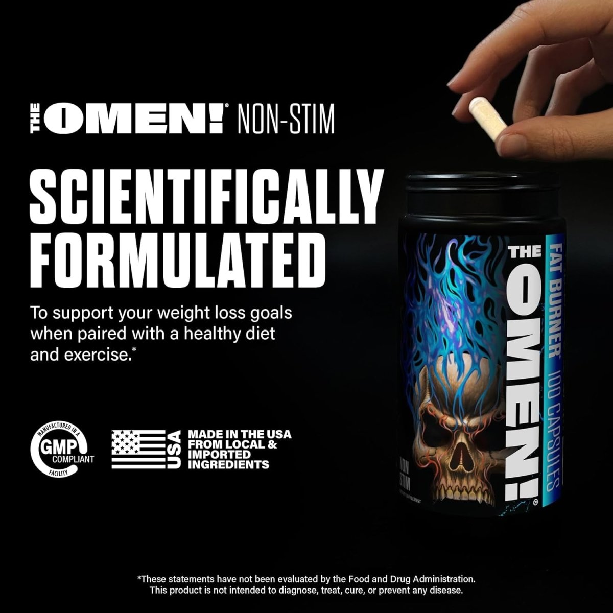 JNX SPORTS the Omen! Non - Stimulant Thermogenic Fat Burner Metabolism Booster for Men & Women | 100 Capsules - Suppviv
