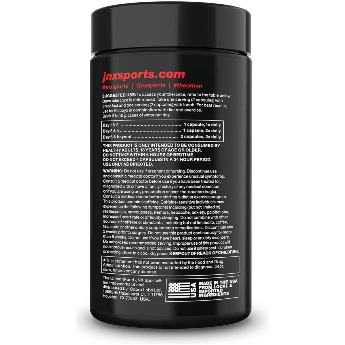 JNX SPORTS the Omen! Thermogenic Fat Burner – for Men & Women 100 Capsules - Suppviv