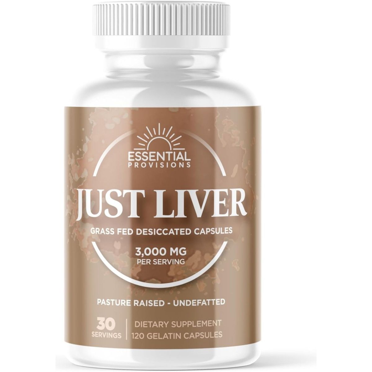 Just Liver, Grass - Fed and Pasture Raised Beef Liver Capsules, 3000Mg per Serving, 120 Count - Suppviv