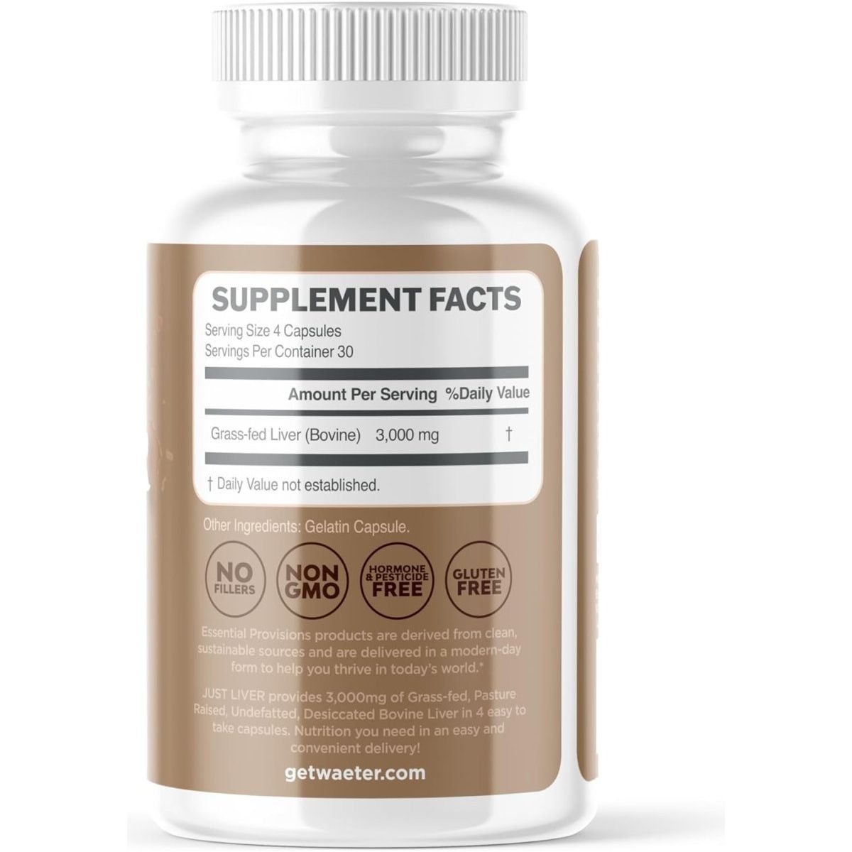 Just Liver, Grass - Fed and Pasture Raised Beef Liver Capsules, 3000Mg per Serving, 120 Count - Suppviv