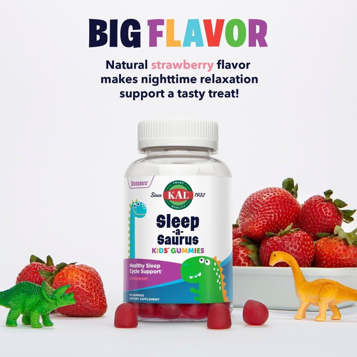 KAL Sleep - A - Saurus Melatonin Gummies for Kids 60 Gummies - Suppviv