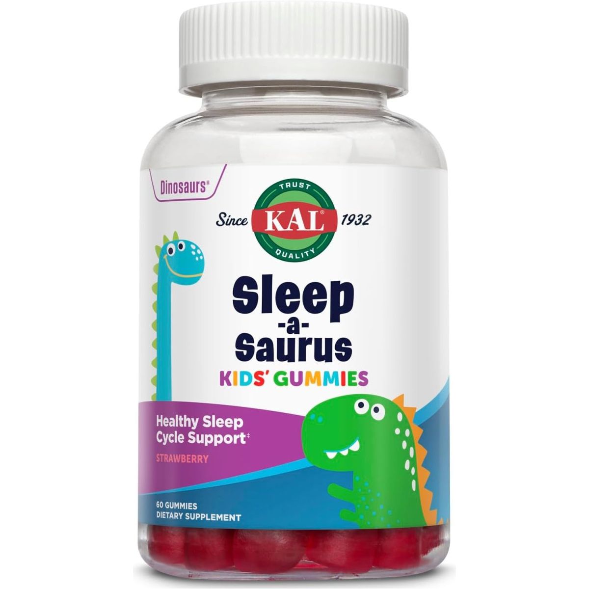 KAL Sleep - A - Saurus Melatonin Gummies for Kids 60 Gummies - Suppviv