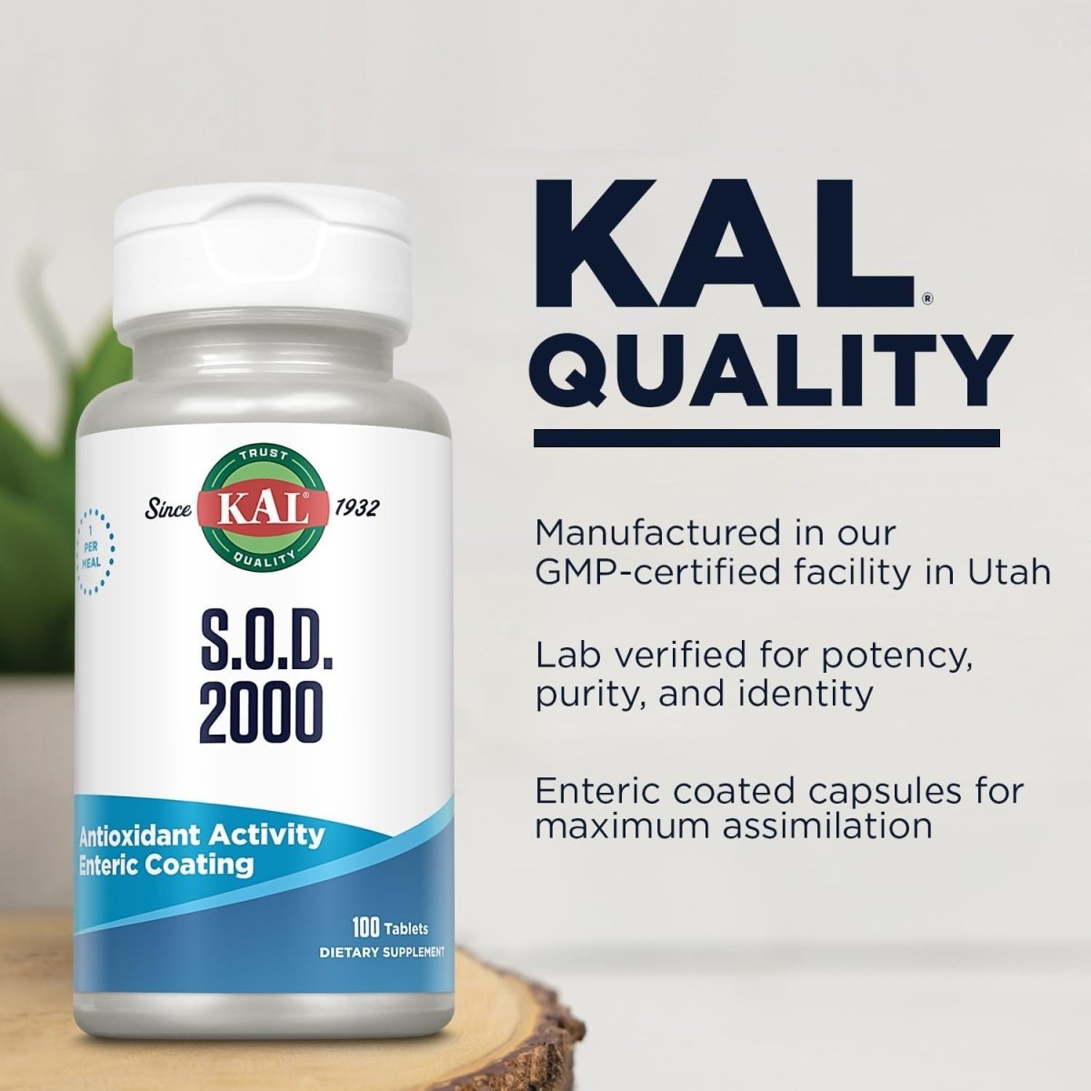 KAL S.O.D. 2000 Antioxidant - Beef Liver Source 100 Tablets - Suppviv