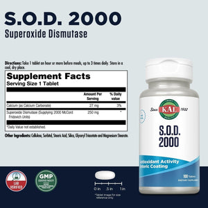 KAL S.O.D. 2000 Antioxidant - Beef Liver Source 100 Tablets - Suppviv
