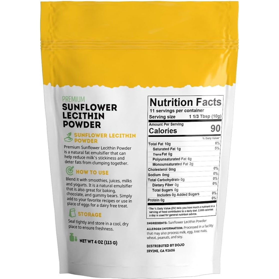 Kate Naturals Sunflower Lecithin Powder for Baking Bread, Gummies, Cooking (4Oz) 100% Natural - Suppviv