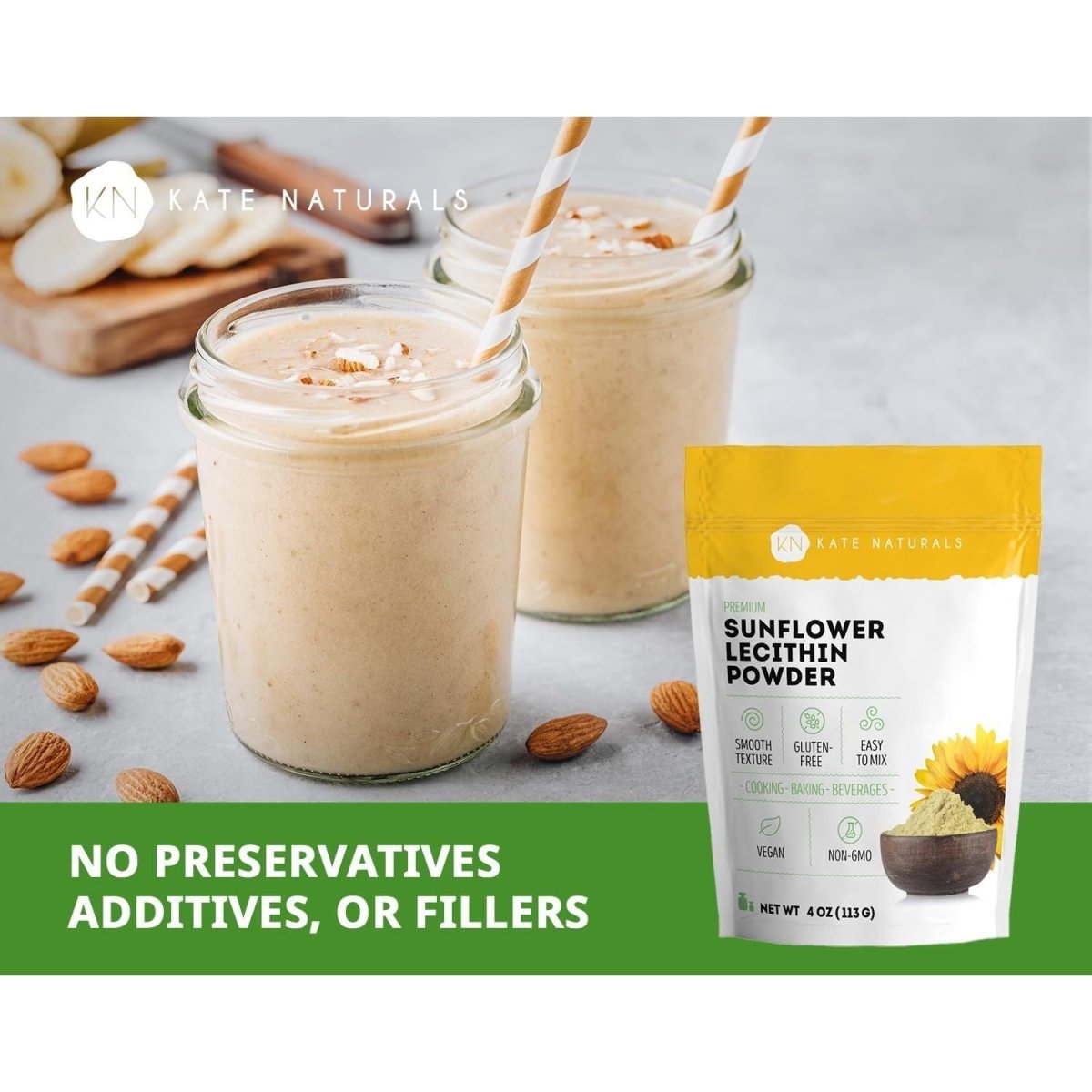 Kate Naturals Sunflower Lecithin Powder for Baking Bread, Gummies, Cooking (4Oz) 100% Natural - Suppviv