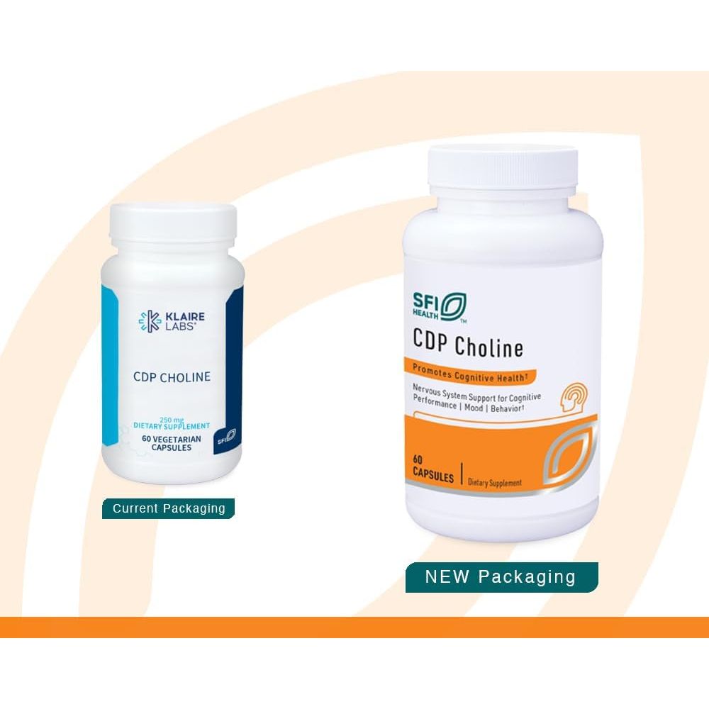 Klaire Labs CDP Choline 250Mg - Cognizin Citicoline to Help Support Memory, Focus & Attention (60 Capsules) - Suppviv