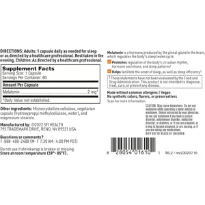 Klaire Labs Melatonin - Sr - Sustained 'Time Release' Melatonin 2Mg (60 Capsules) - Suppviv