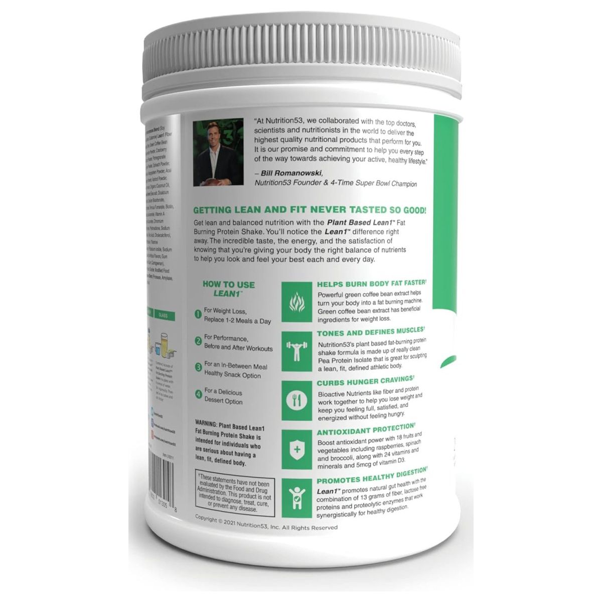 LEAN1 Nutrition53 Meal Replacement Powder for Weight Loss & Fat Burner (27 Ounce) - Suppviv