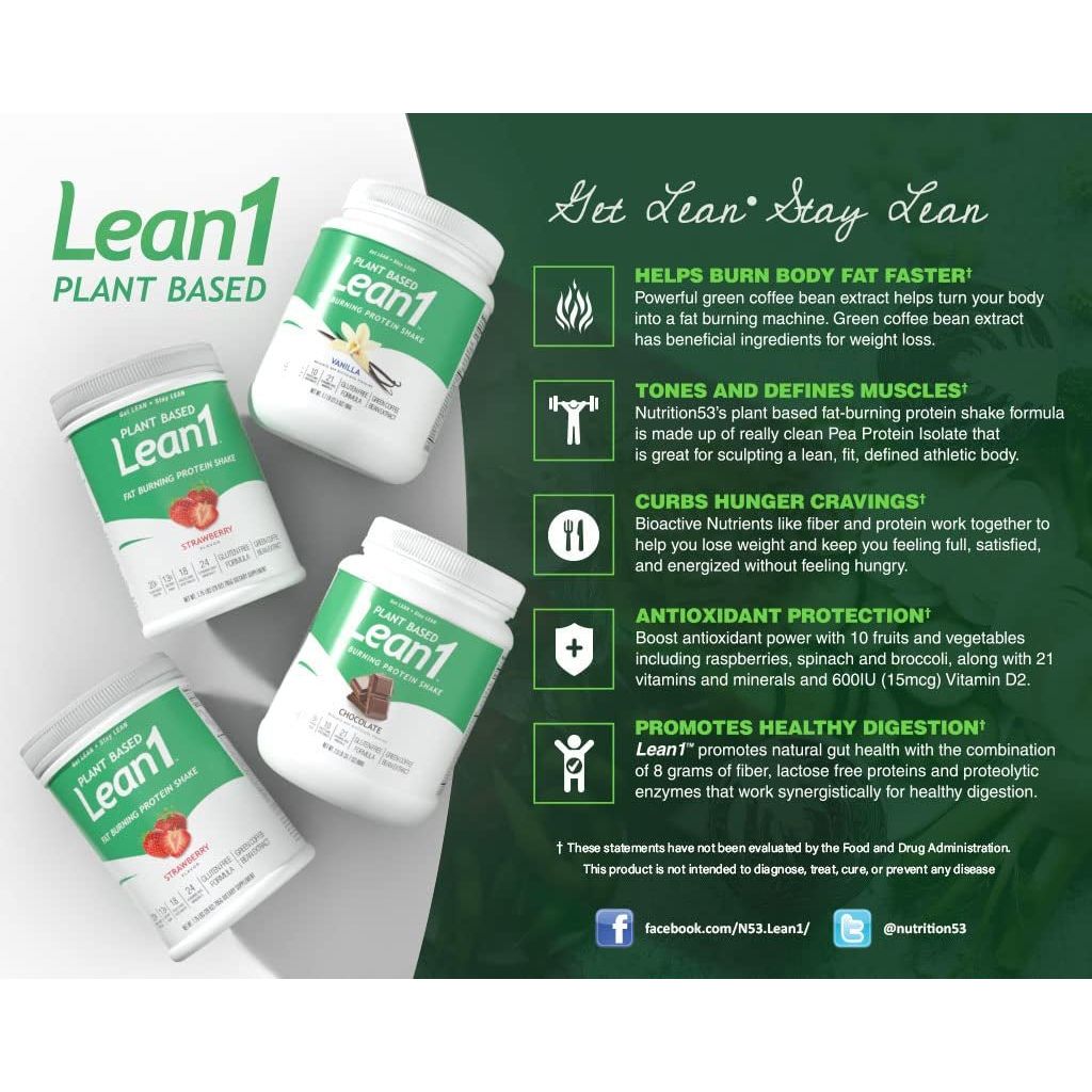 LEAN1 Nutrition53 Meal Replacement Powder for Weight Loss & Fat Burner (27 Ounce) - Suppviv