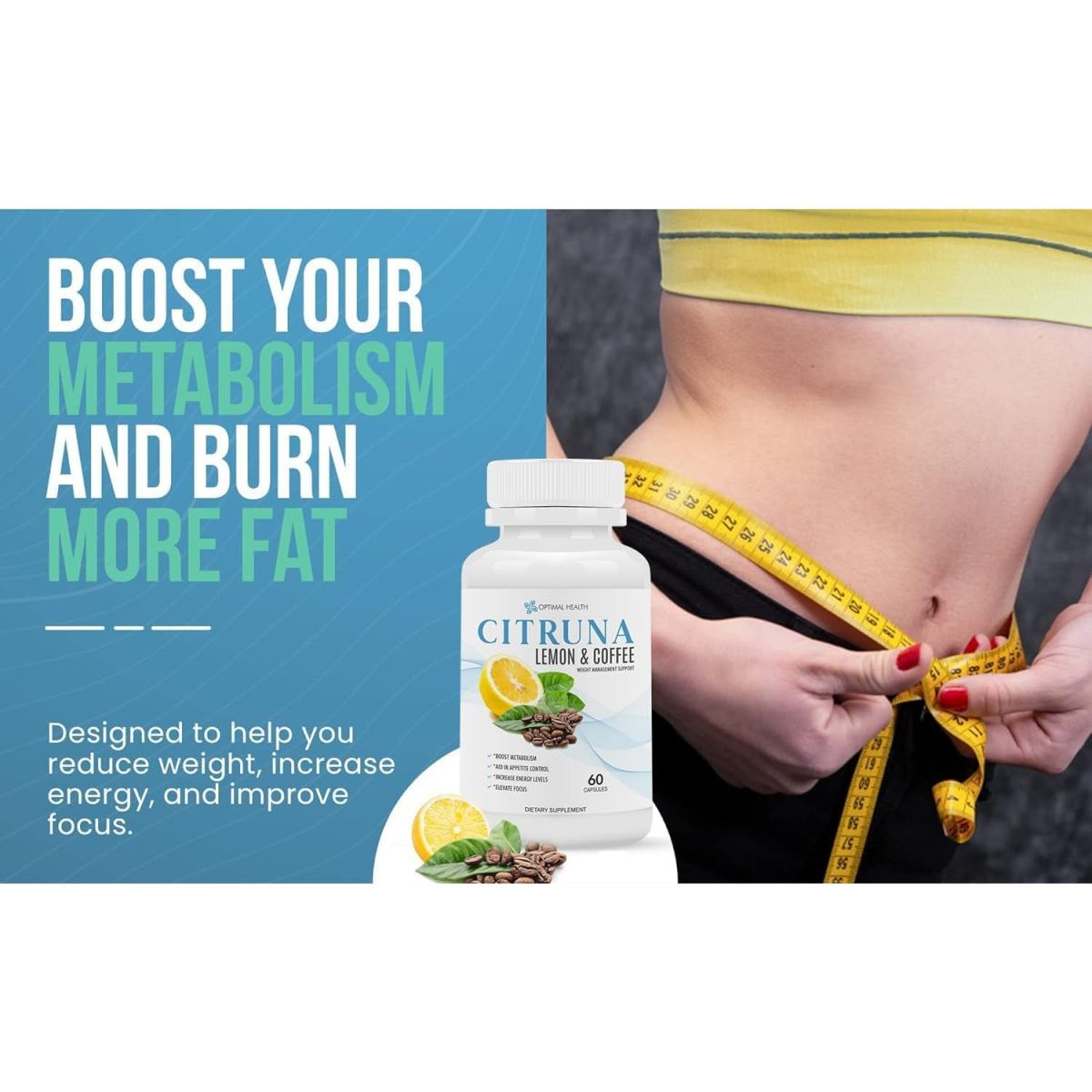 Lemon and Coffee Fat Burner - for Men and Women - 60 Capsules - Suppviv