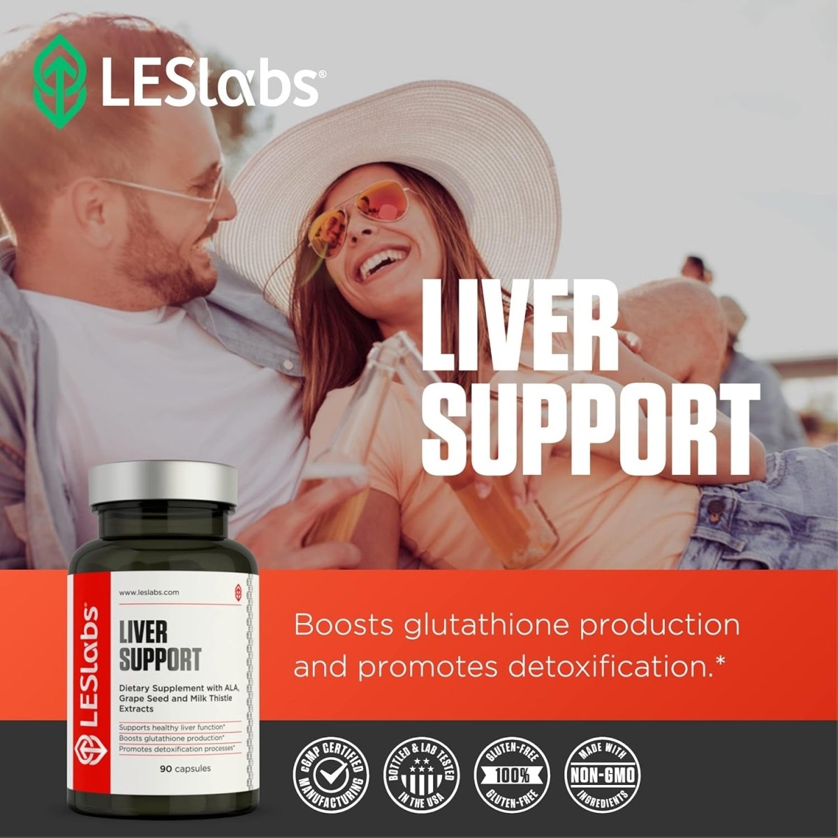 LES Labs Liver Support – Promotes Healthy Liver Function & Detoxification (90 Capsules) - Suppviv