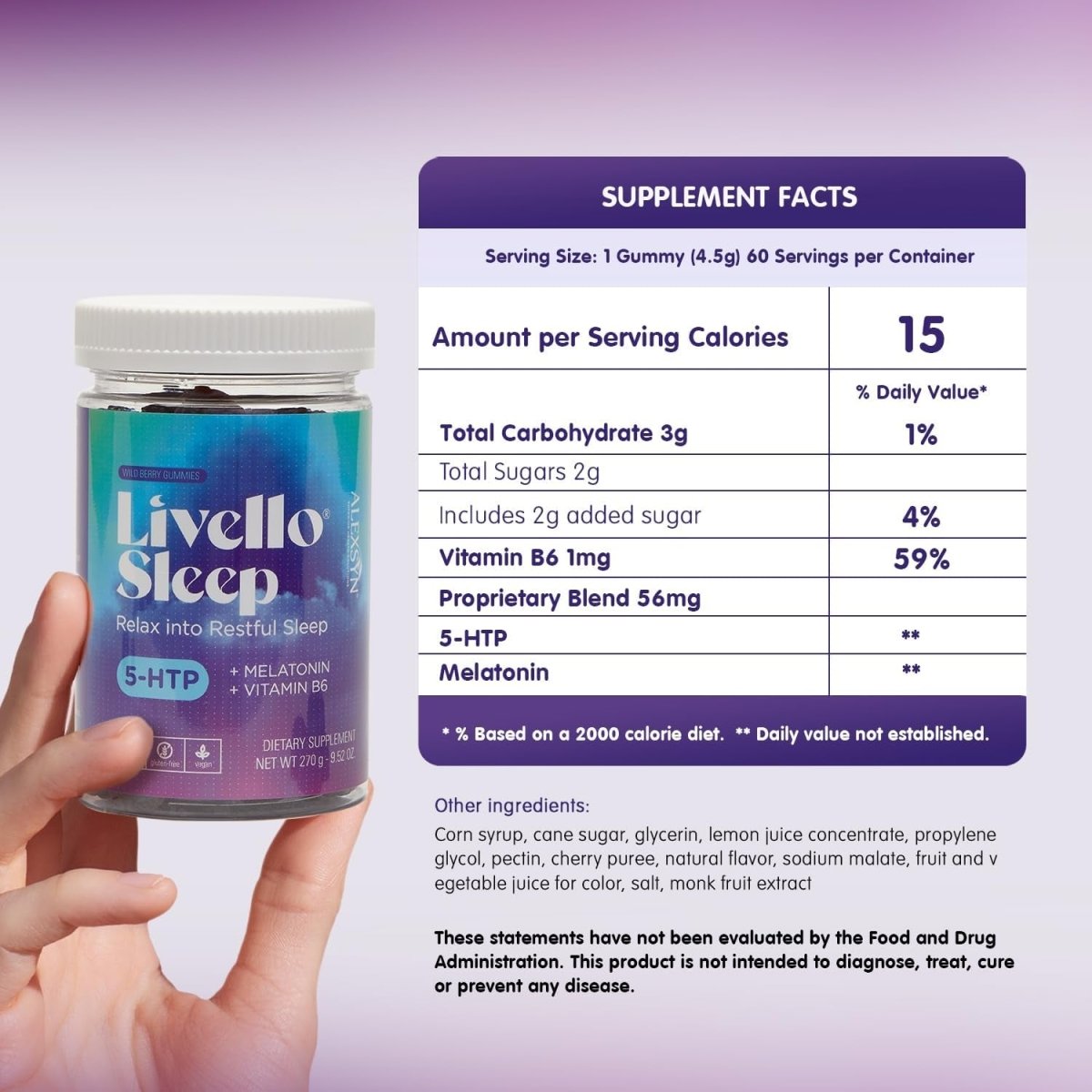 Livello Sleep Wild Berry Gummies - Natural Sleep Support 60 Servings - Suppviv