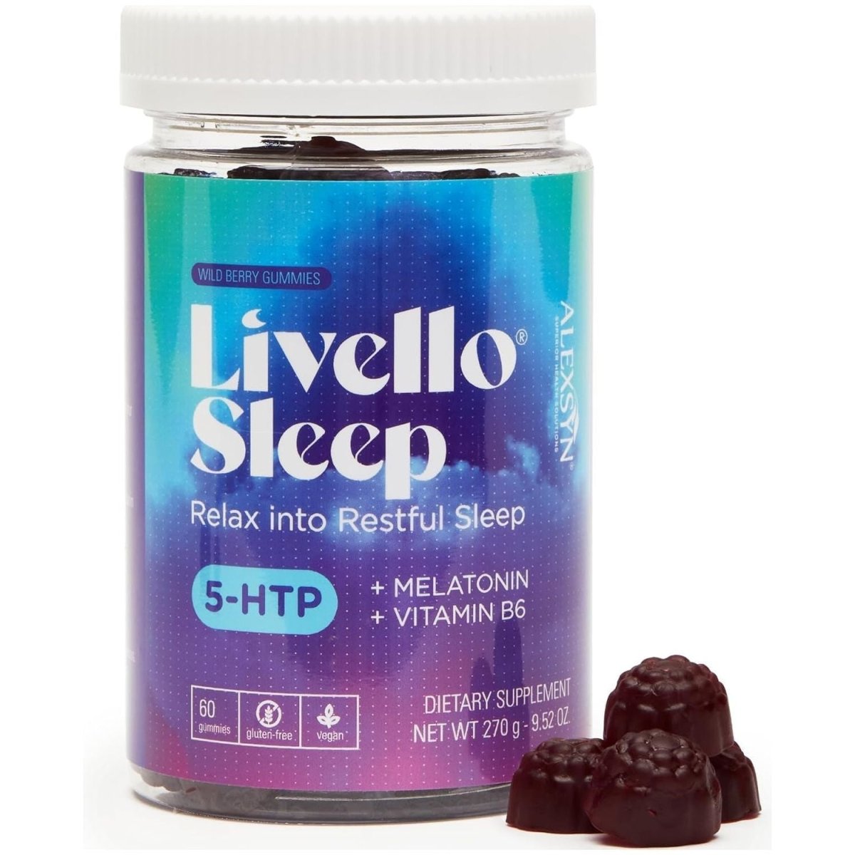 Livello Sleep Wild Berry Gummies - Natural Sleep Support 60 Servings - Suppviv