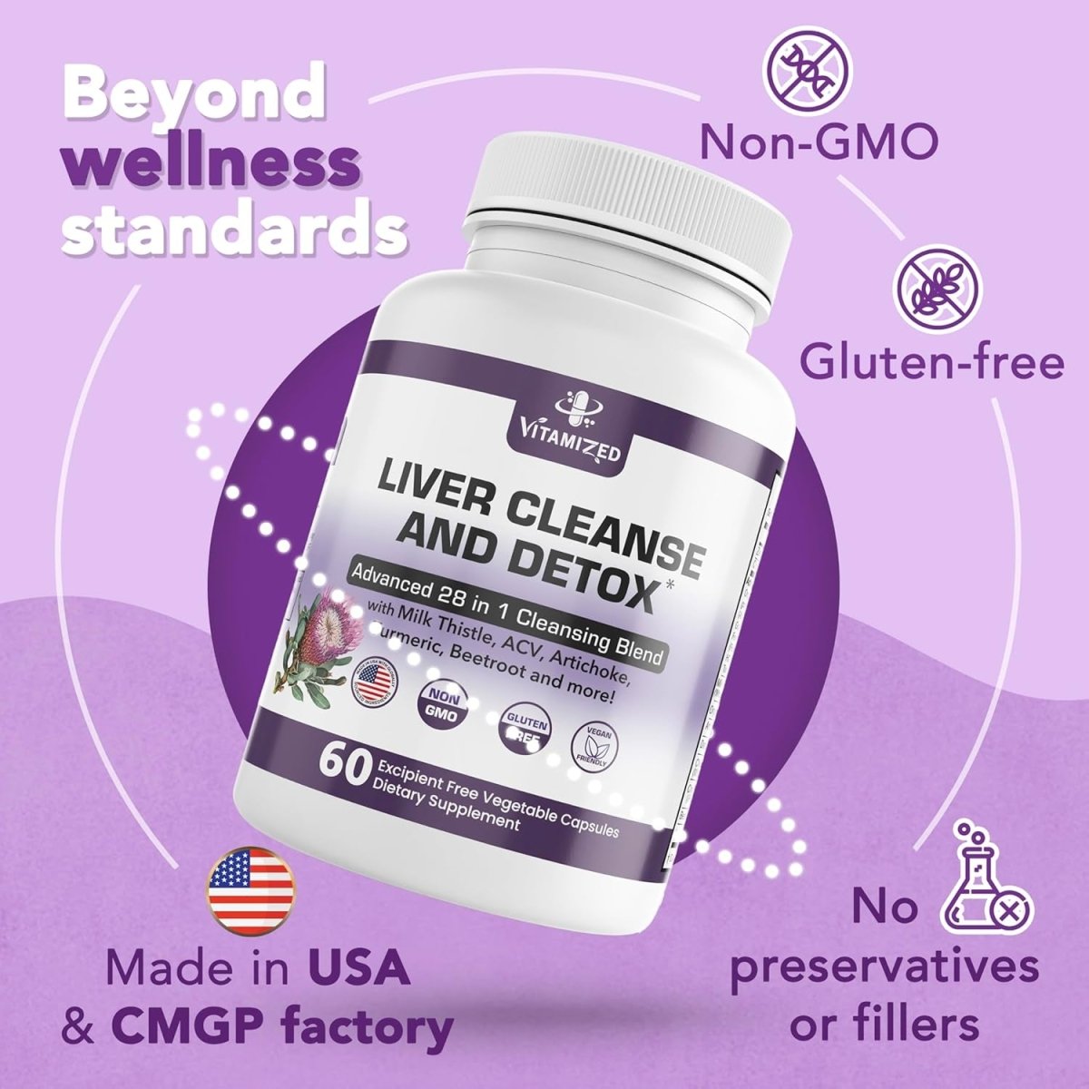 Liver Cleanse Detox & Repair Fatty Liver Supplements 28 - In - 1 60 Pills - Suppviv