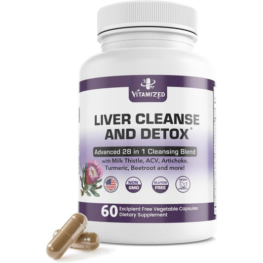 Liver Cleanse Detox & Repair Fatty Liver Supplements 28 - In - 1 60 Pills - Suppviv