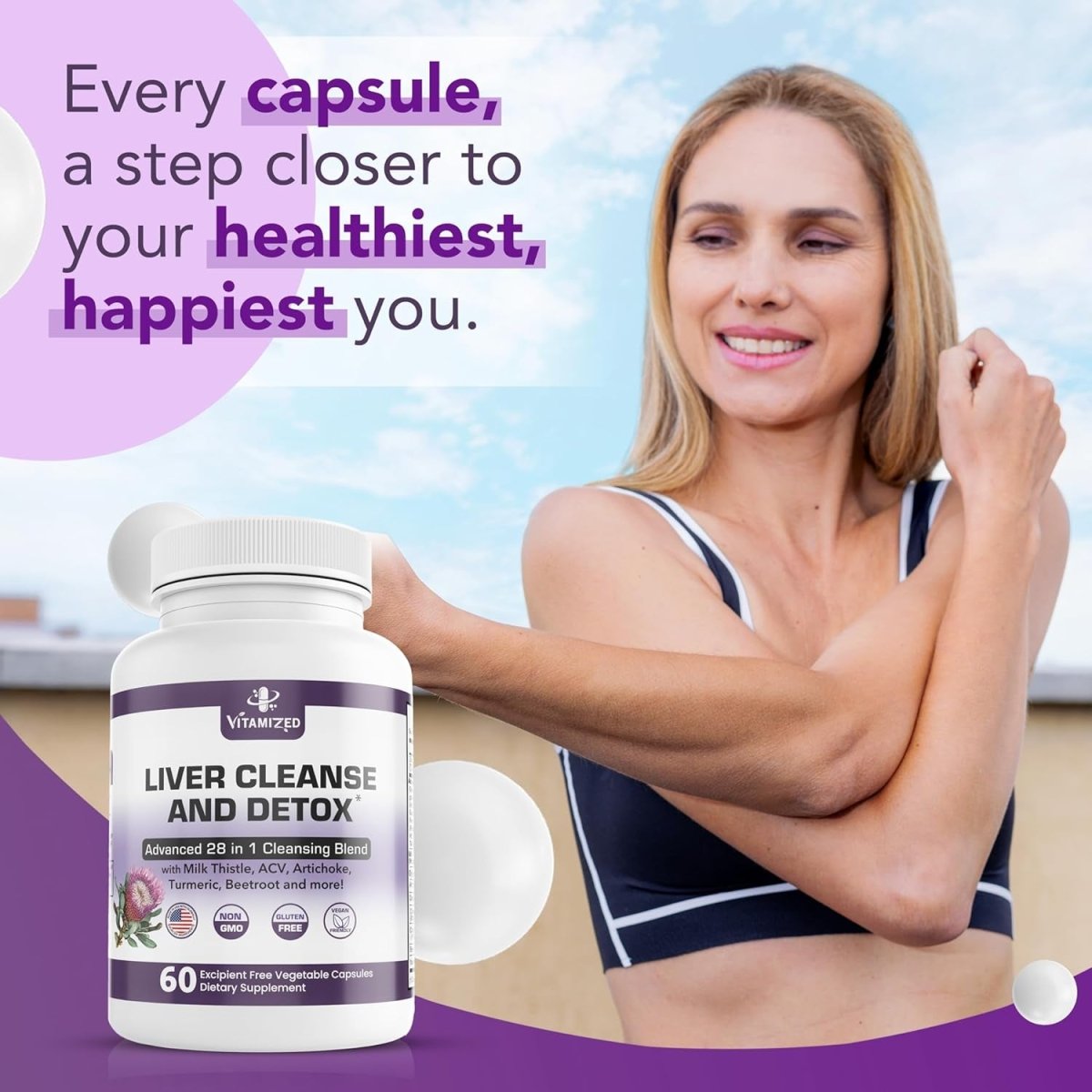 Liver Cleanse Detox & Repair Fatty Liver Supplements 28 - In - 1 60 Pills - Suppviv