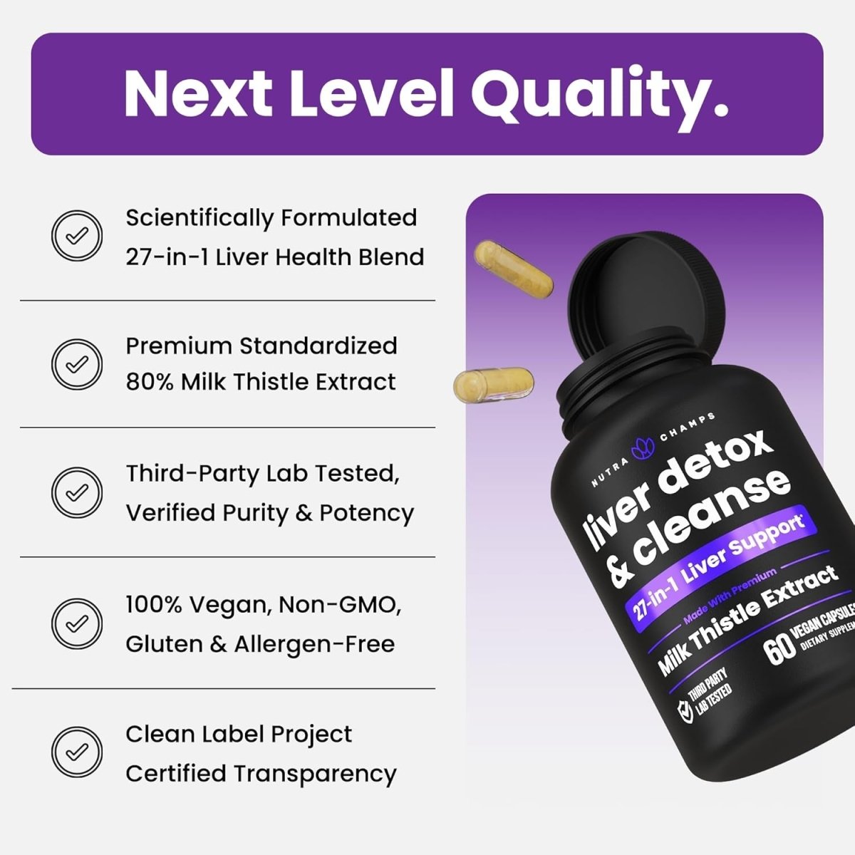 Liver Cleanse Detox & Repair Formula 60 Capsules 1 PACK - Suppviv