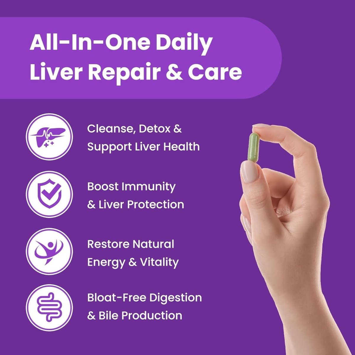 Liver Cleanse Detox & Repair Formula 60 Capsules 1 PACK - Suppviv