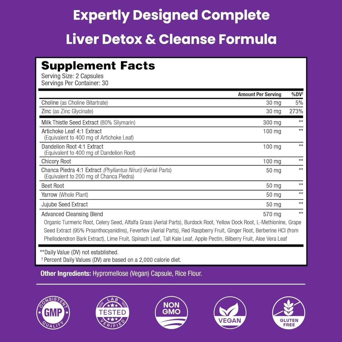 Liver Cleanse Detox & Repair Formula 60 Capsules 1 PACK - Suppviv