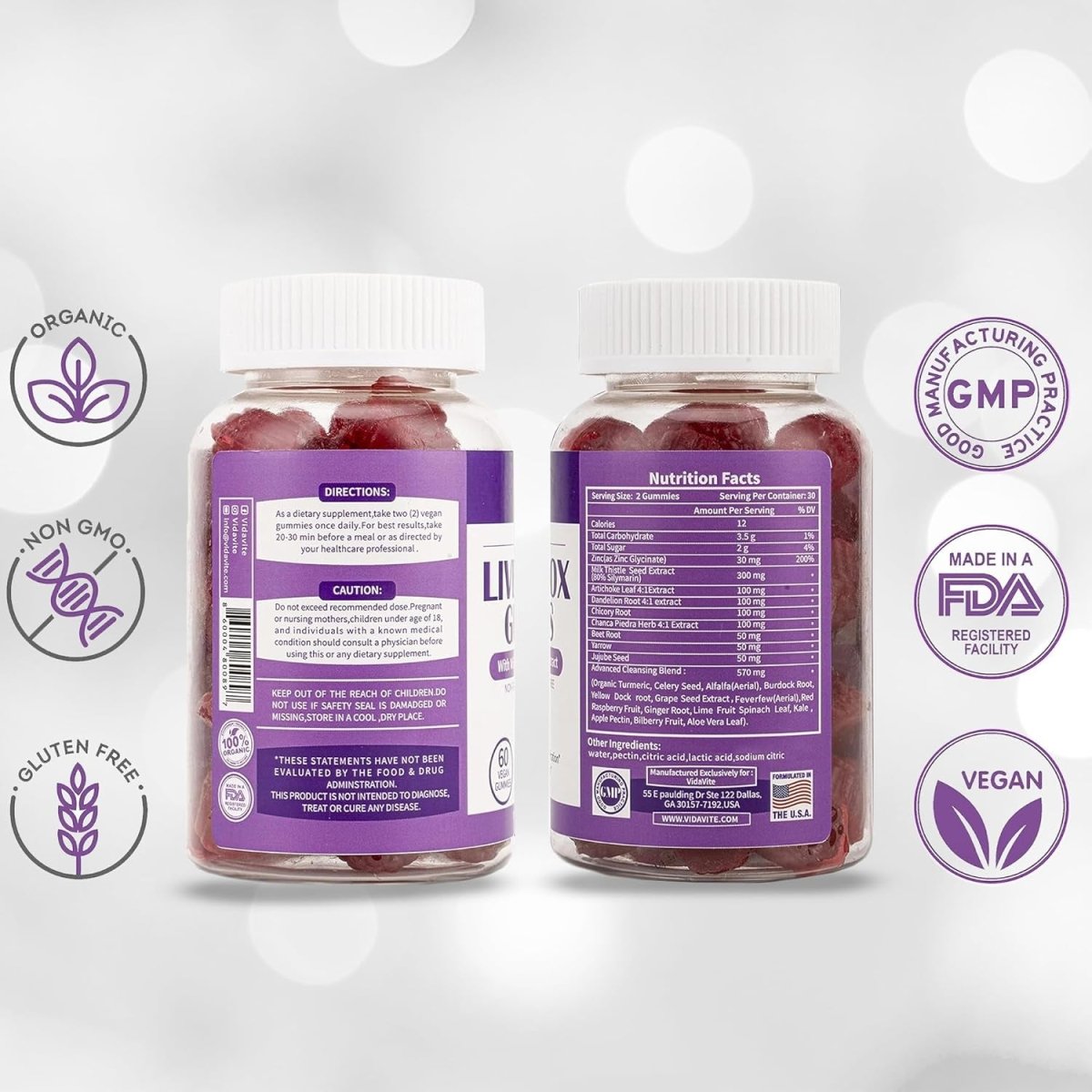 Liver Cleanse Detox & Repair Gummies 1500Mg Milk Thistle 1 PACK - Suppviv