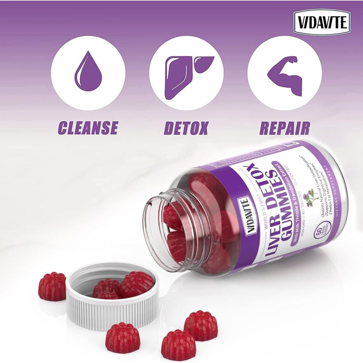 Liver Cleanse Detox & Repair Gummies 1500Mg Milk Thistle 1 PACK - Suppviv