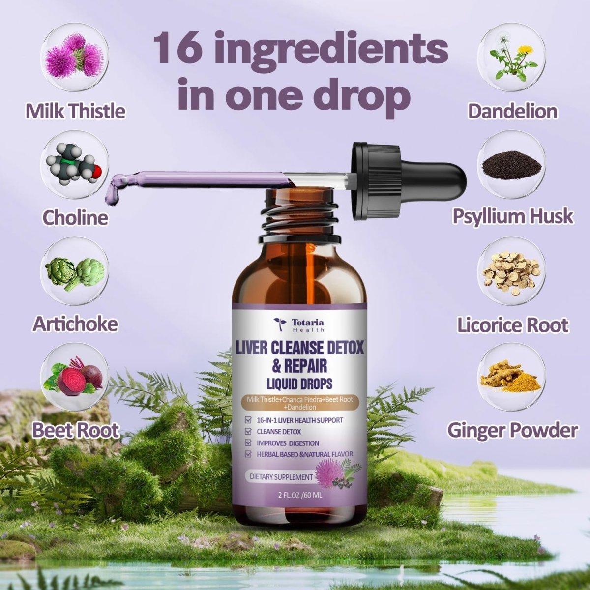 Liver Cleanse Detox & Repair Liquid 1100Mg Milk Thistle Supplement 1 PACK - Suppviv