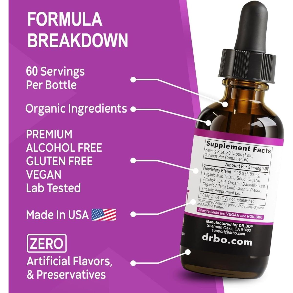 Liver Cleanse Detox & Repair Organic - Natural Liver Support Supplement Liquid Drops 2Oz - Suppviv