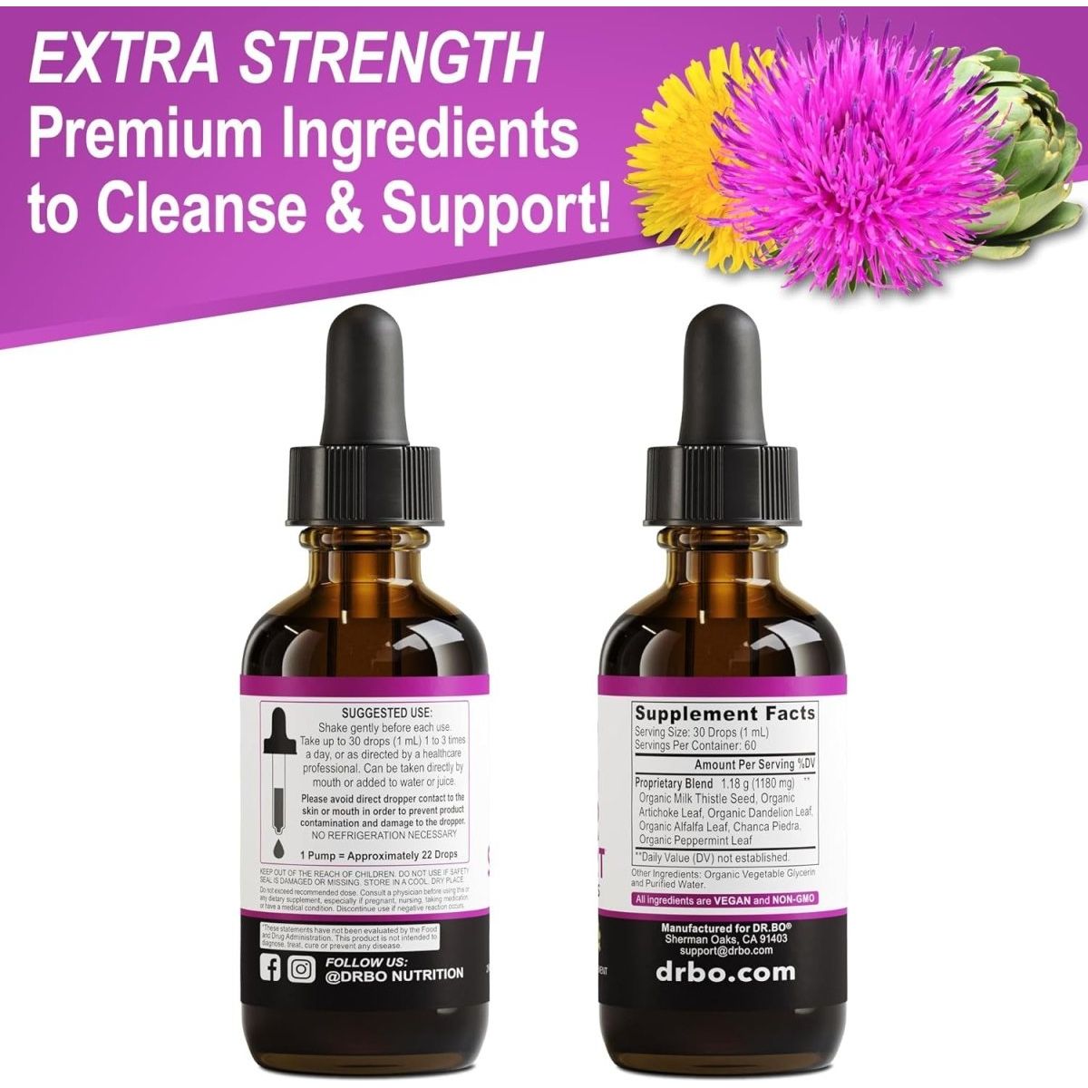 Liver Cleanse Detox & Repair Organic - Natural Liver Support Supplement Liquid Drops 2Oz - Suppviv