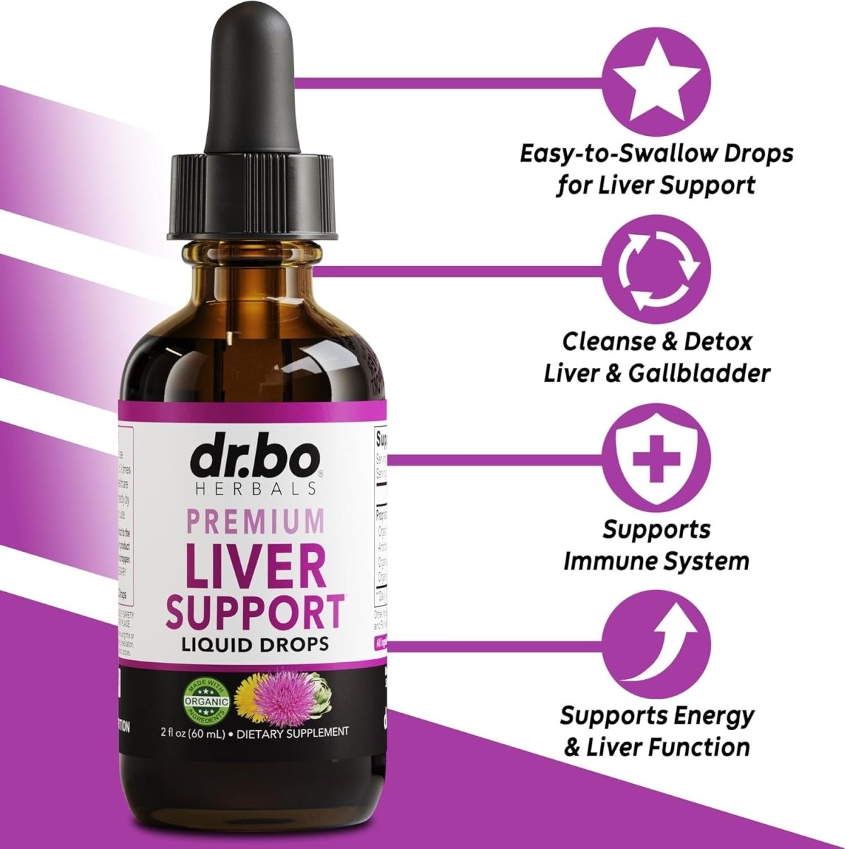 Liver Cleanse Detox & Repair Organic - Natural Liver Support Supplement Liquid Drops 2Oz - Suppviv