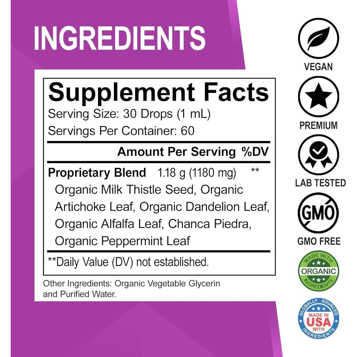 Liver Cleanse Detox & Repair Organic - Natural Liver Support Supplement Liquid Drops 2Oz - Suppviv