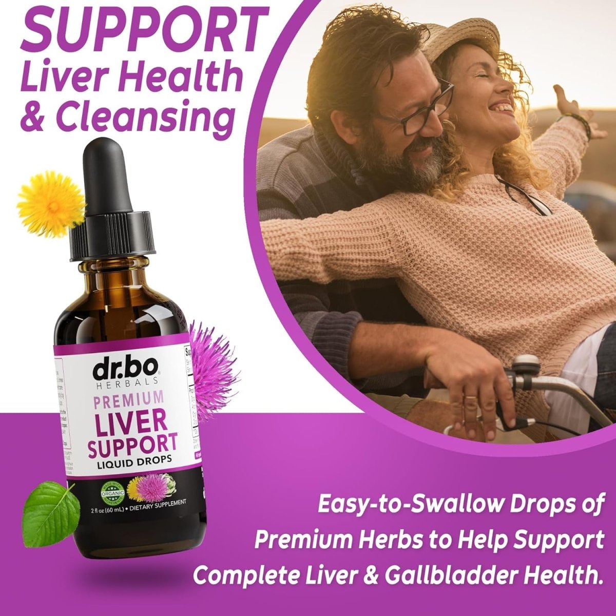 Liver Cleanse Detox & Repair Organic - Natural Liver Support Supplement Liquid Drops 2Oz - Suppviv