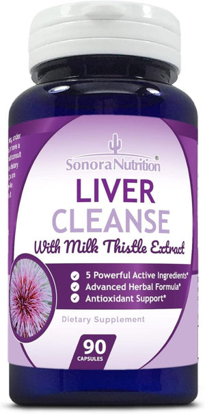 Liver Cleanse, Detox & Support with Milk Thistle, Artichoke, Dandelion & Turmeric, 90 Capsules - Suppviv