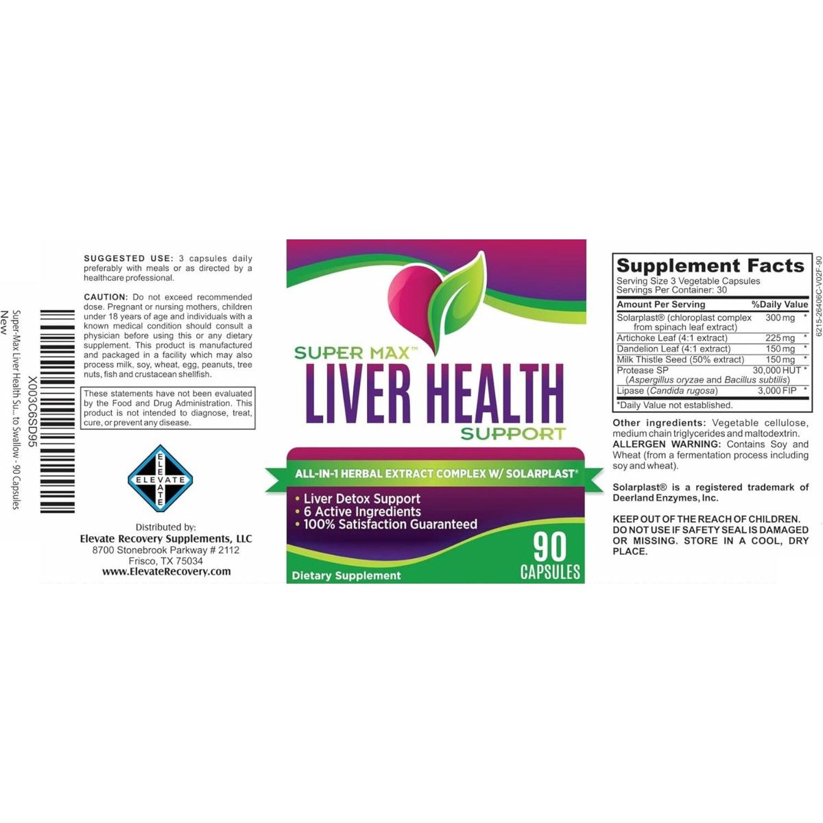 Liver Health Support Supplement (All - In - 1) Natural Liver Detox&Cleanse - 90 Capsules - Suppviv