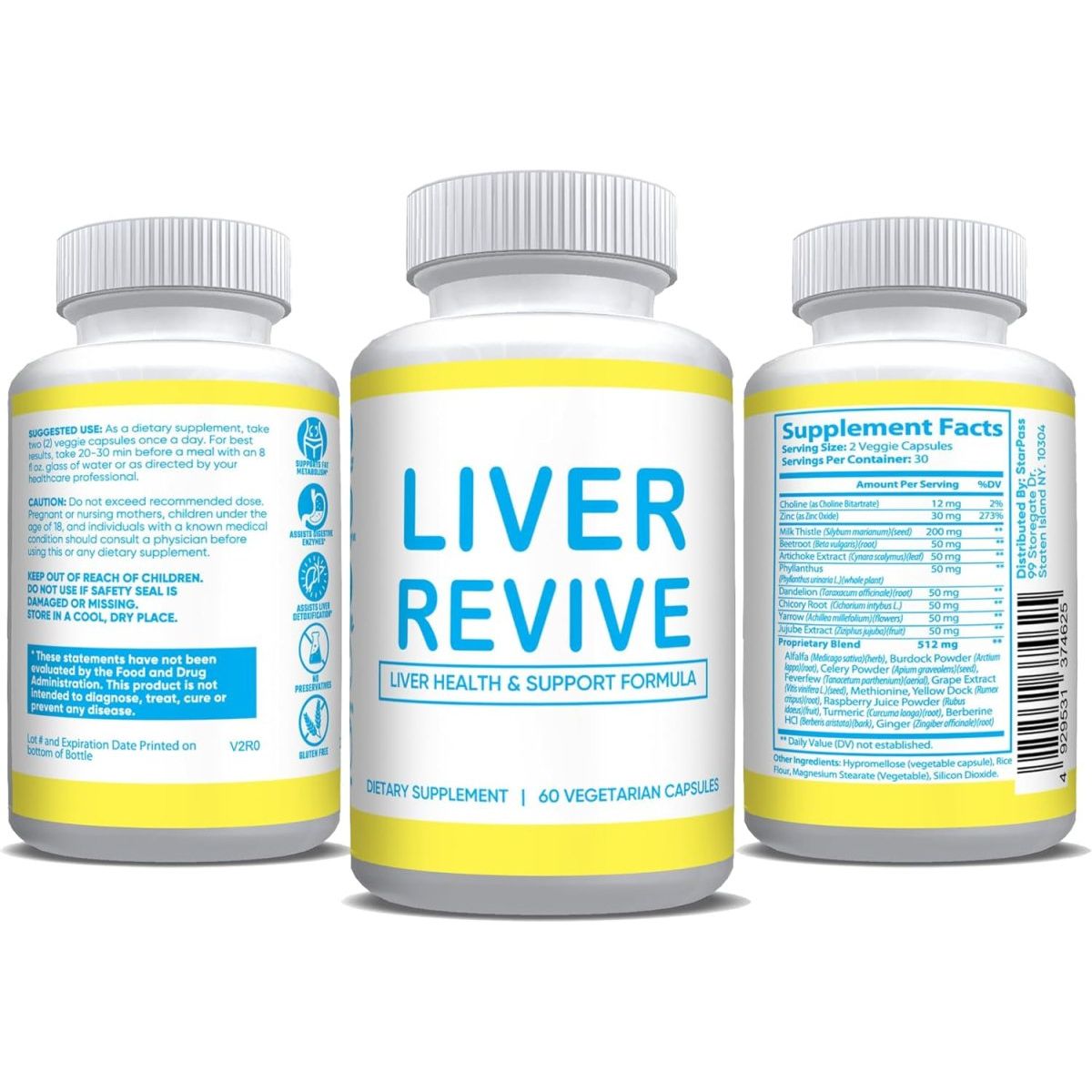 Liver Revive Natural Detox, Cleanse & Support Formula 60 Capsules - Suppviv